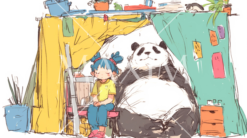 さようなら・元気でね！わたしたちのパンダ（クレヨン＋水彩画風）