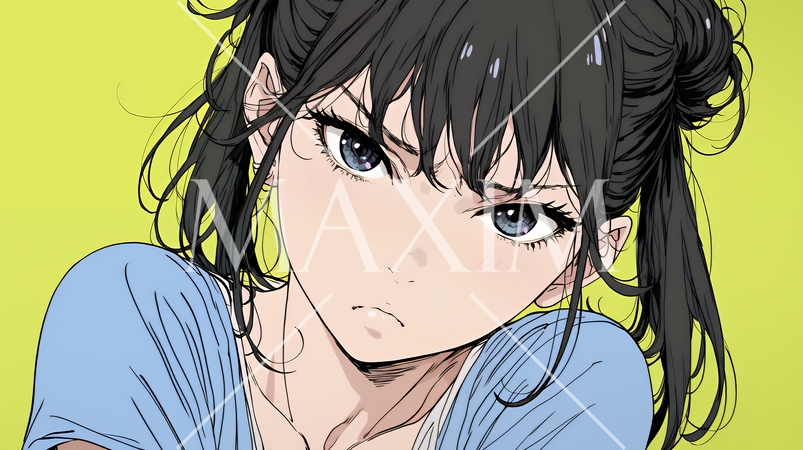 口をとがらせて不機嫌そうな顔をしている若い女性