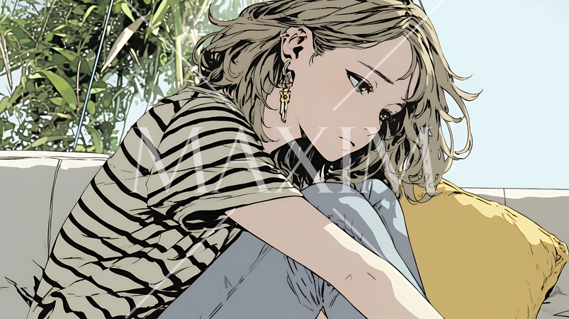 腹痛（生理痛）に苦しむ若い女性