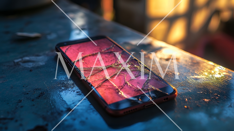 画面に危機的なヒビの入ったスマートフォン