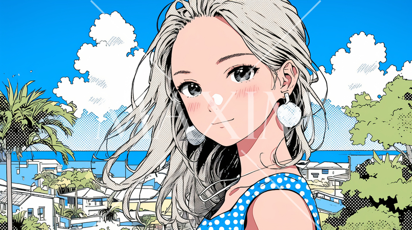 南国の白い砂浜と青い海と青い空