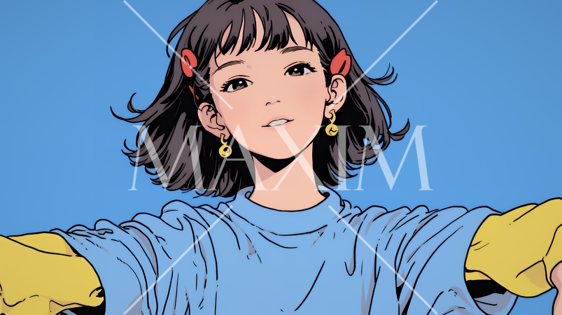 両手を広げて歓迎・驚きの仕草をしている若い女性