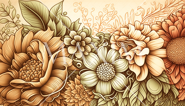 クラシカルな花柄背景イラスト