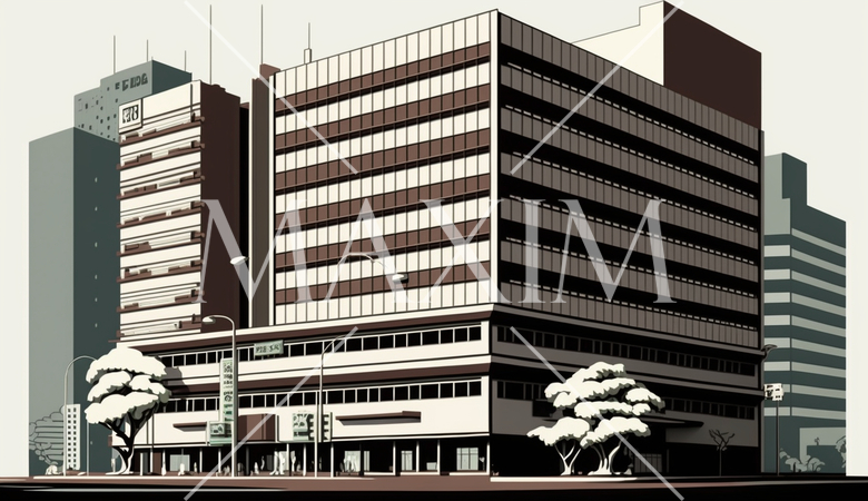 東京のオフィス街の街並みをポップアートで表現