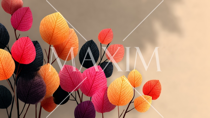 秋の紅葉の葉のフラットな背景画像