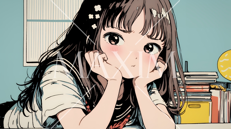 「つまんないの」と不貞腐れている制服を着た女子高生