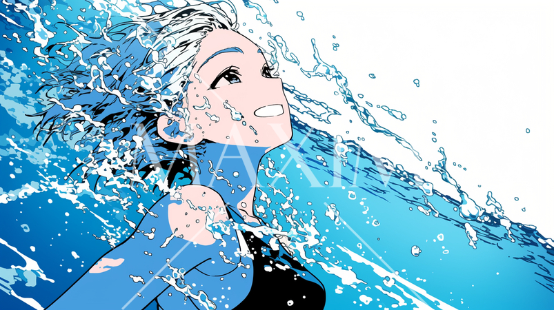 水を浴びている若い女性