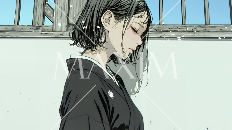 葬儀で黒紋付を着た女性