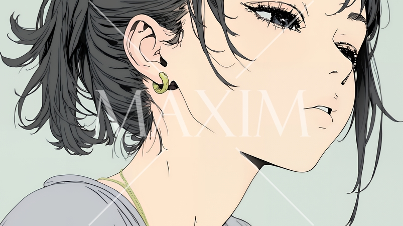 楽：リラックスした顔をしている若い女性