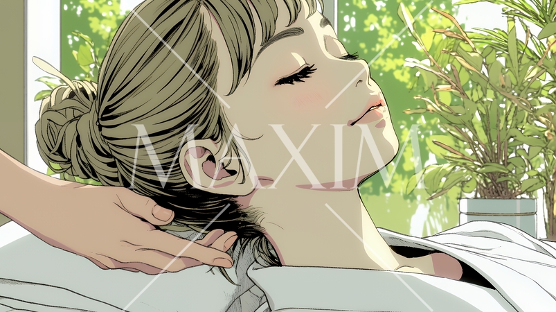 リゾートスパでエステ・マッサージを受けている女性