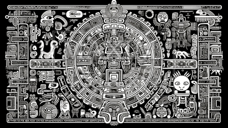 古代の壁画の背景：災害の様子を表したとされる（フェイク）（イラストID:2397504-19246）