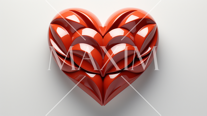 ハートの形の立体（3D）オブジェクトの白背景イラスト