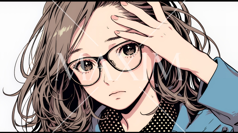 額に手を当てて「困ったな」ポーズをしている若い女性