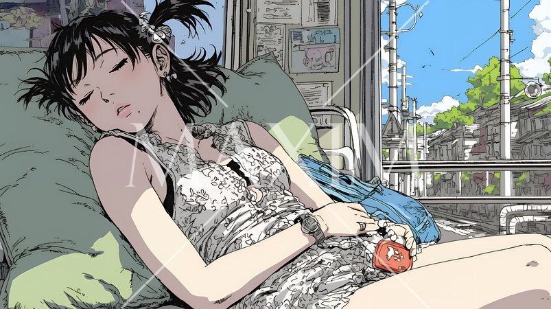 幸せそうな寝顔で眠っている若い女性