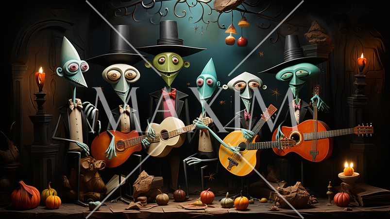 キュービズムな表現のハロウィンパーティ