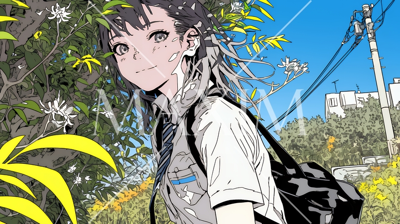 制服姿の女子高生：通学