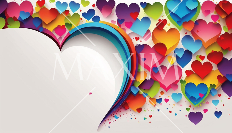 ハートがいっぱいのコピースペースのあるカラフルな背景