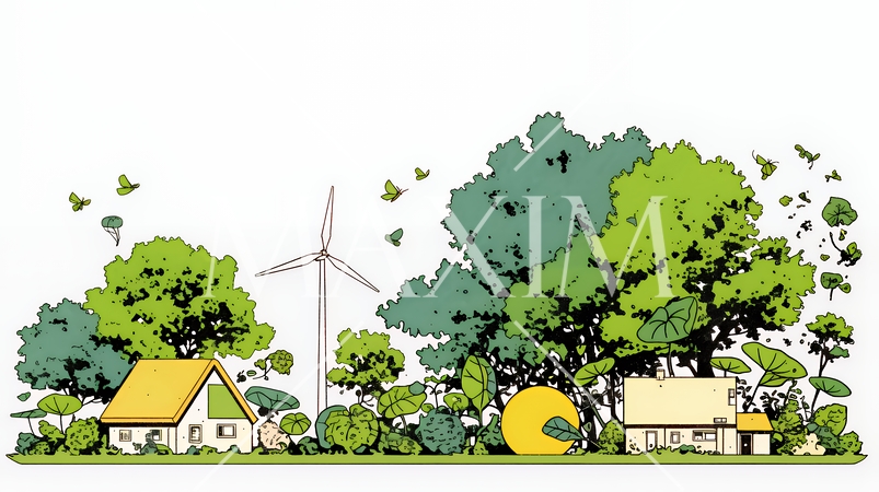 エコとサステナビリティのビジネスコンセプト｜地球と再生可能エネルギーで考える環境問題イラスト