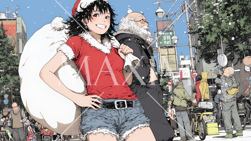 女性のサンタクロース（サンタのコスプレイヤー）