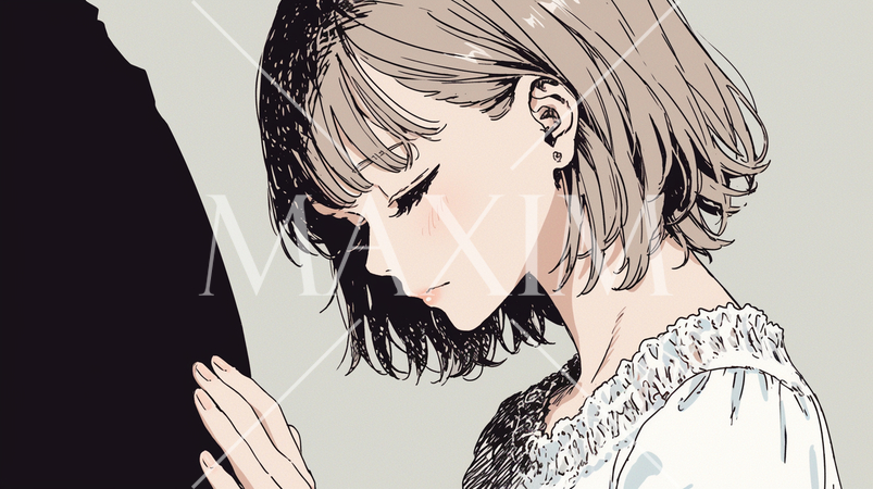 悲しみと失意で愛する男性に抱きつく若い女性