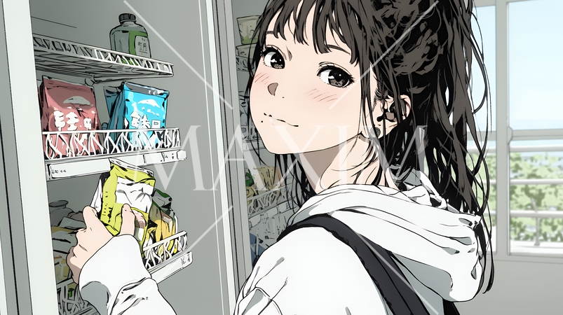 コンビニで新作スイーツを物色中の若い女性