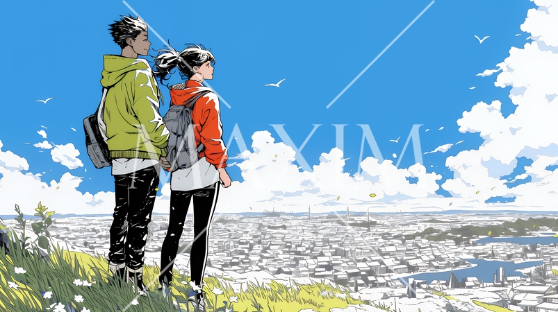 希望に満ちたライフスタイルを過ごす若いカップル：未来を見つめている