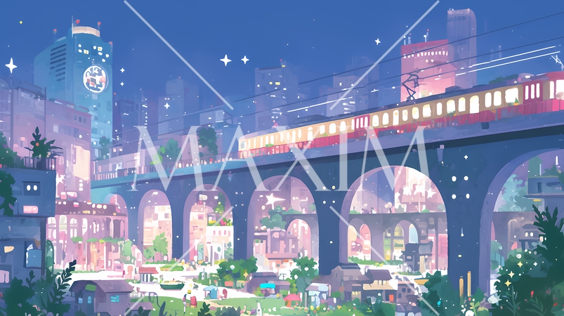 大都市のビル街（ポップでキュートな表現）