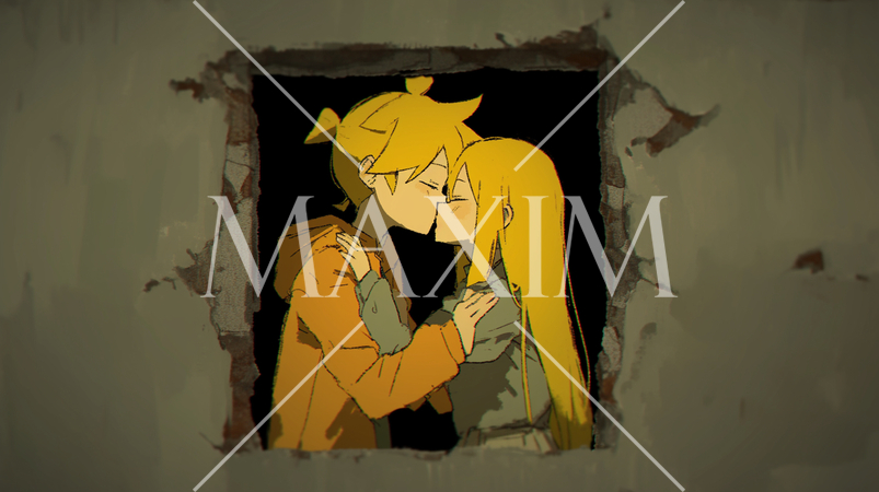 物陰で人目を避けてキスをしている若い恋人たち