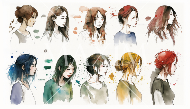 ちょっと憂いのある女性達の横顔