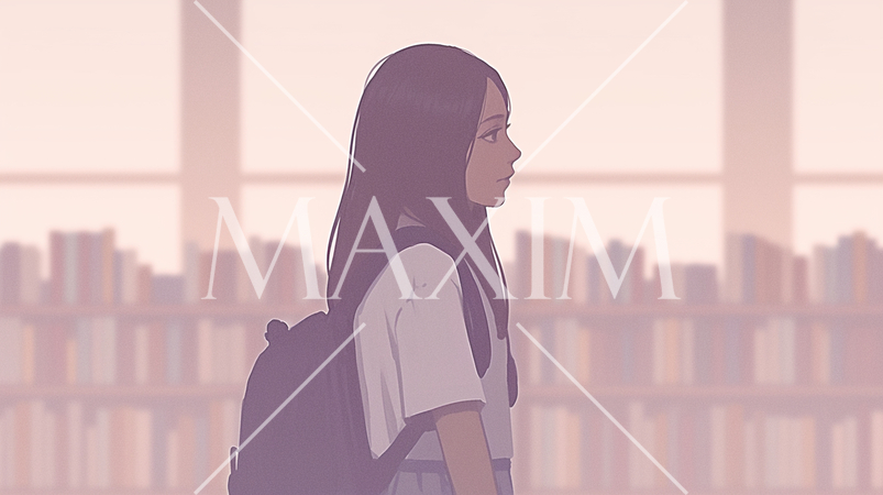 図書館でけだるそうな顔をしている女子高生