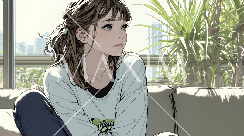 腹痛（生理痛）に苦しむ若い女性