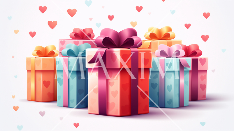ハートがいっぱいのギフトボックス