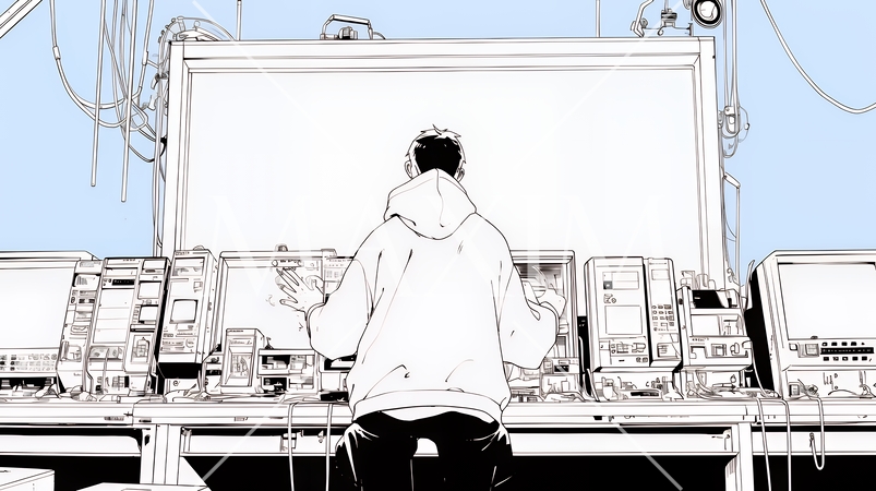 ものすごく要領の悪いユーザーインターフェースに戸惑っているユーザー（シンプルな色使い）