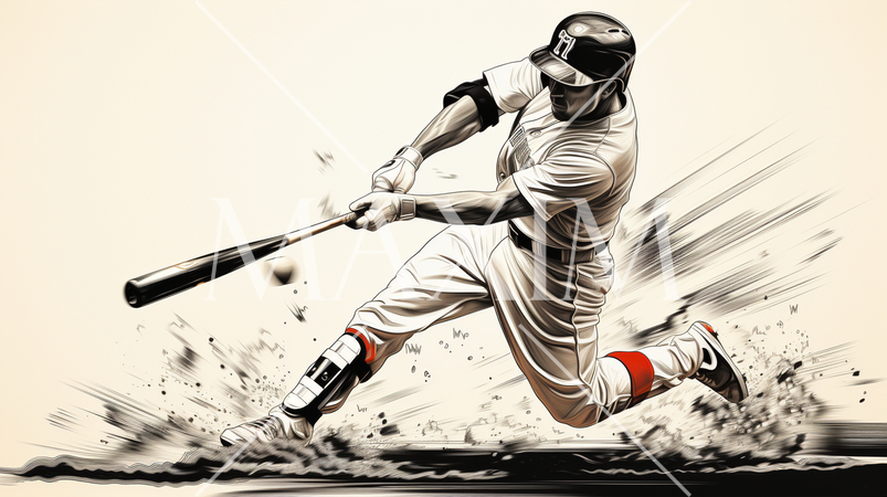 野球のバッティングをしている男性