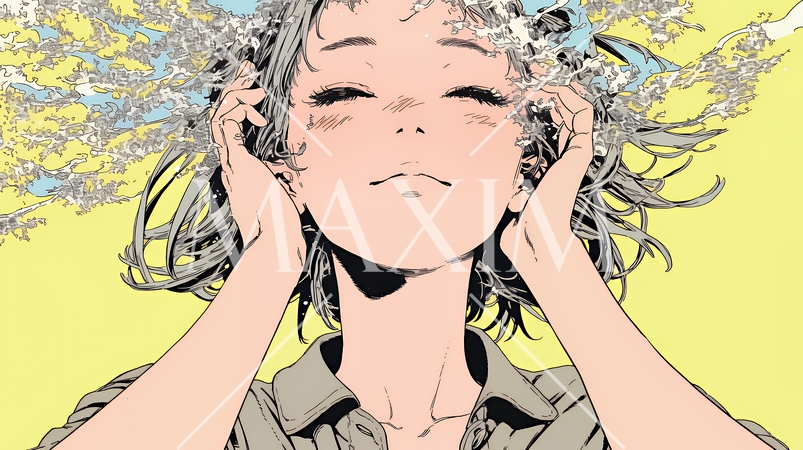 ため息をつく若い女性