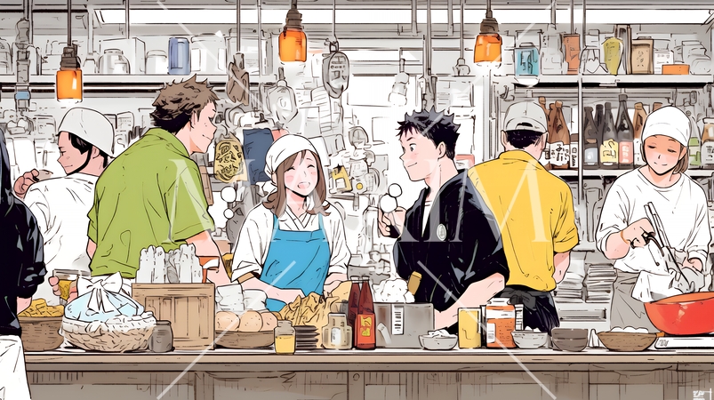 日本風ファストフード店：屋台、立ち食い屋、かくうち