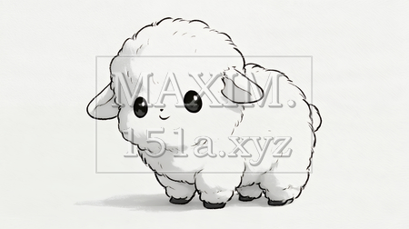かわいい羊の白黒線画イラスト｜年賀状・干支の未年に使えるシンプルな動物素材（イラストID:2500527-20568）