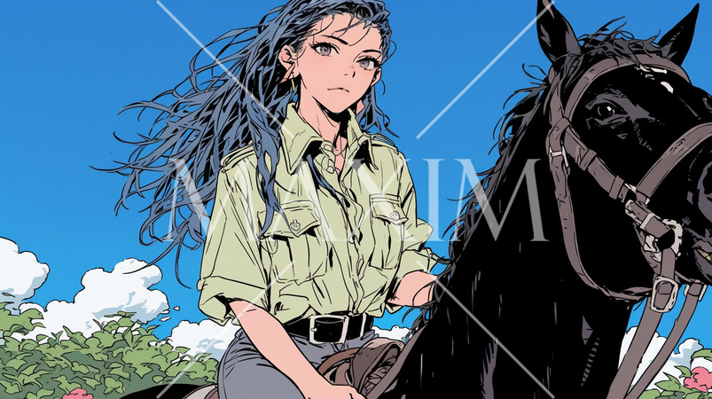 乗馬をしている若い女性