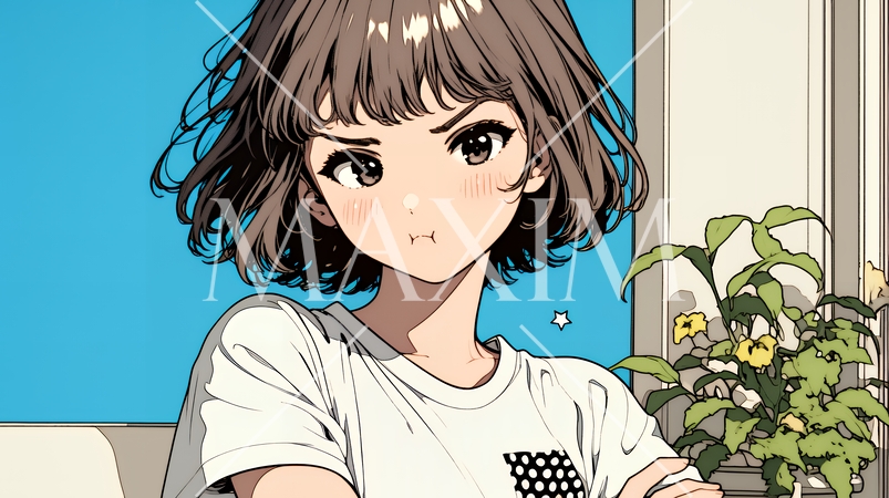 「ふん！」という表情でそっぽを向いている若い女性