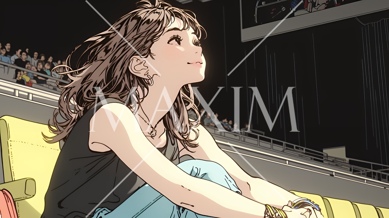 映画や演劇を鑑賞している若い女性