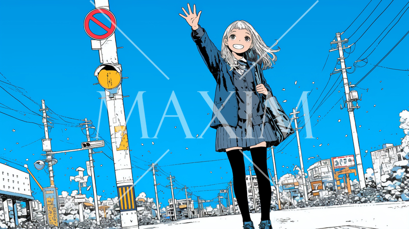 手を振って挨拶している若い女性