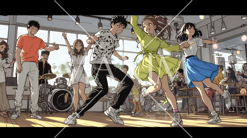 ダンスの練習をしている若者たち