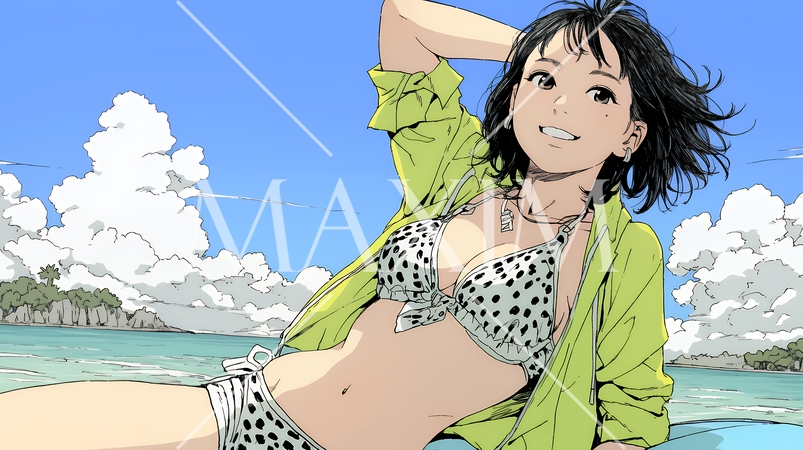 ビーチリゾートを旅行中のビキニ姿の若い女性