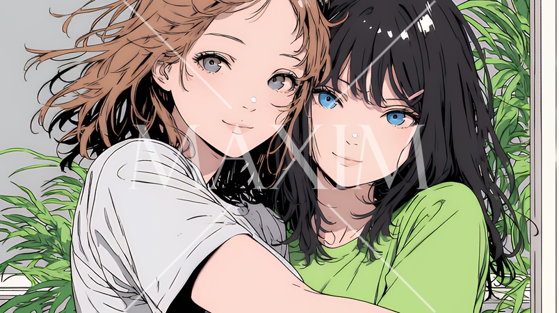 スマホで自撮りしている若い女友達