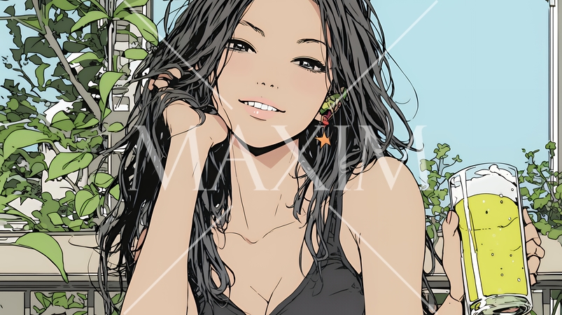 ビールを飲んでいる女性