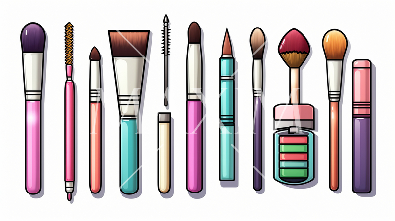 色とりどりの化粧品のイラスト：プリファレンスシート