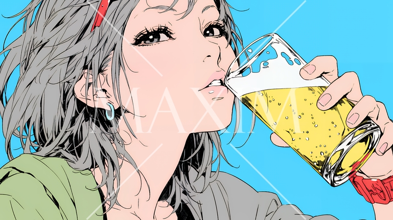 ビールを飲んでいる女性