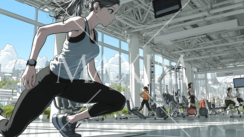 ストレッチトレーニングをしている若い女性