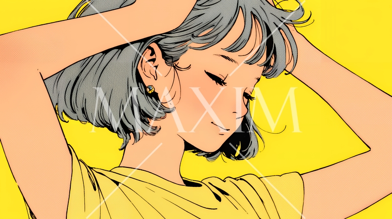 髪をかきあげている（なでている）若い女性