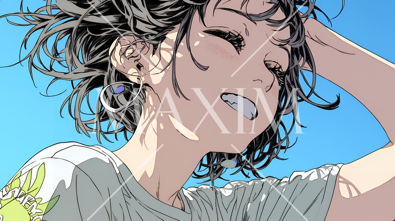 声をあげて大笑いする若い女性